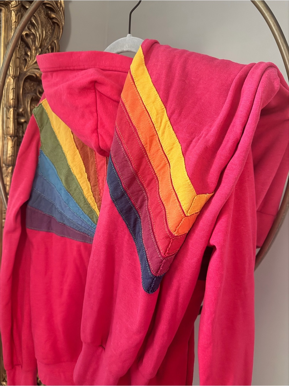 Aviator Nation Hot Pink Rainbow Stitch Sweatshirt (M) and Pants (S) Set - Picture 7 of 7